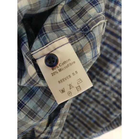 Sloane 044 Reeves Button Up Shirt Mens 5X Blue Cotton Convertible Short Sleeve - Picture 11 of 16